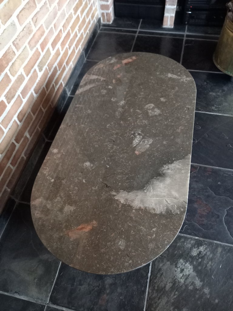 Table basse vintage en travertin, 100 à 150 cm, Comme neuf, Enlèvement, 50 à 100 cm