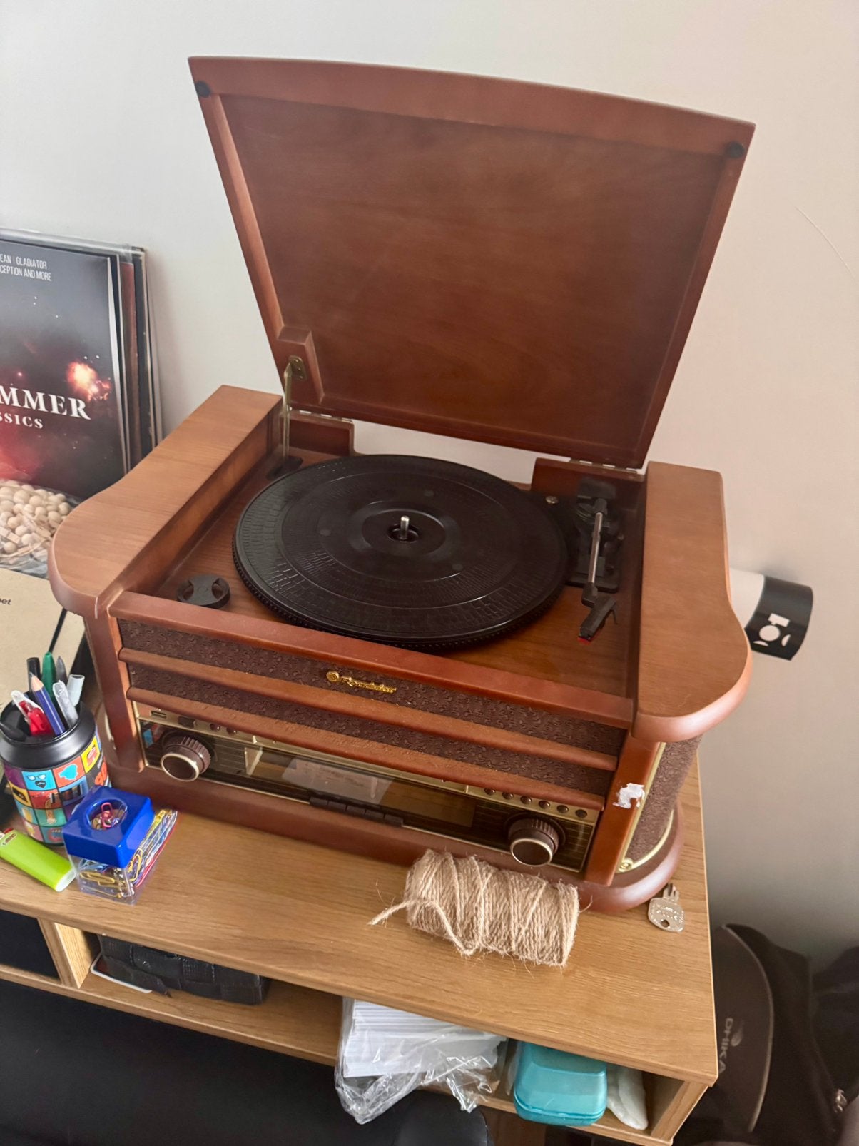 Tourne-Disque / Platine Vinyle Rétro Bois Roadstar, Enlèvement, Comme neuf, Tourne-disque