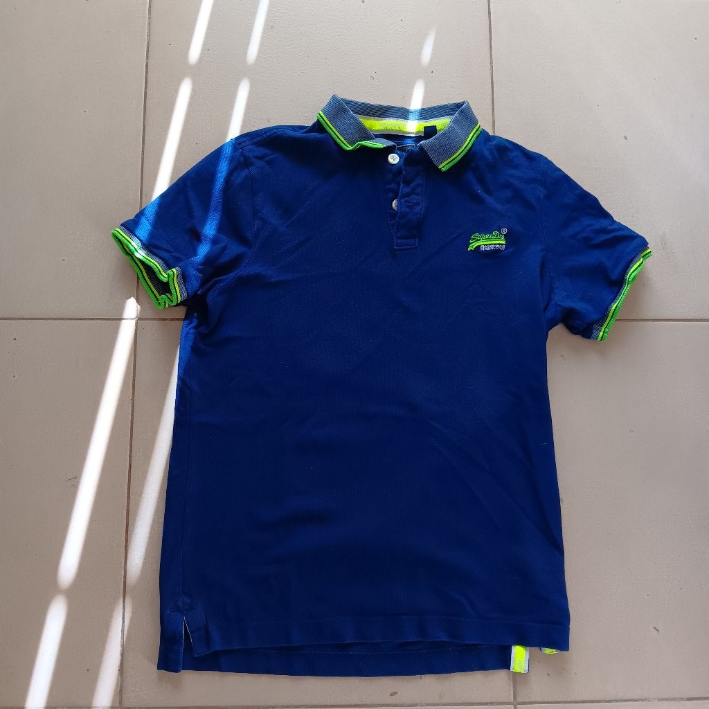 Polo Superdry bleu col coloré L, Enlèvement ou Envoi, Porté, Taille 52/54 (L), Bleu