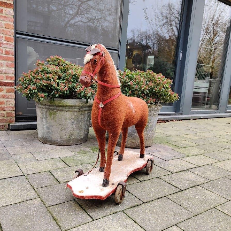 vintage schommel paard trek paard op wielen, Ophalen