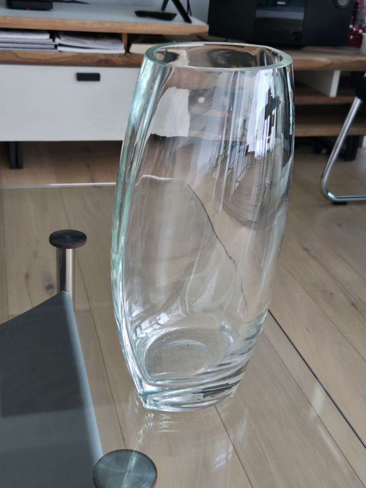 Grand vase de conception ovale épais, modèle design, haut, Enlèvement ou Envoi, Neuf, Verre