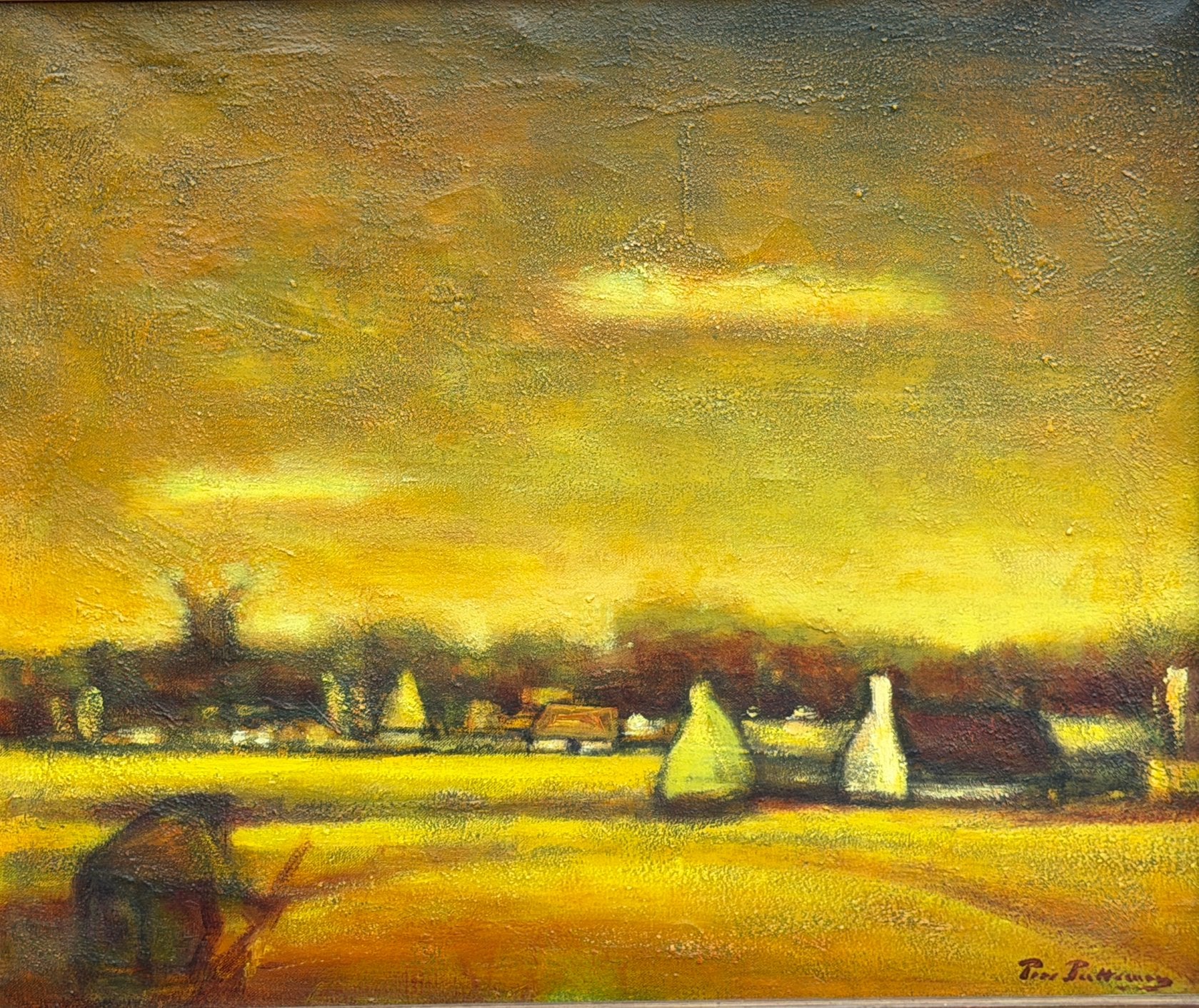 Schilderij Pros Putteman, Daté, Peinture à l'huile, Paysage, Enlèvement