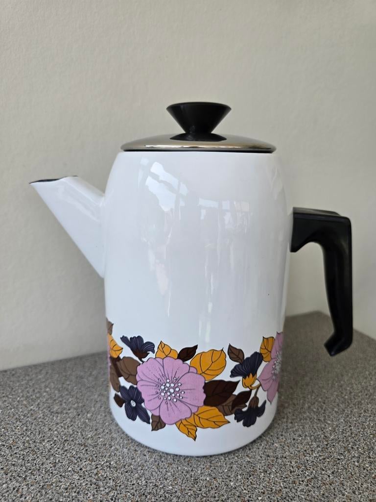 Vintage emaille koffie/theepot, Ophalen of Verzenden