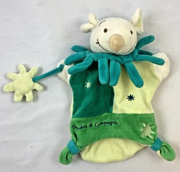 Doudou et Compagnie Paris knuffeldoekje muis groen geel, Overige merken, Zo goed als nieuw, Klein (minder dan 20 cm), Knuffeldoekje