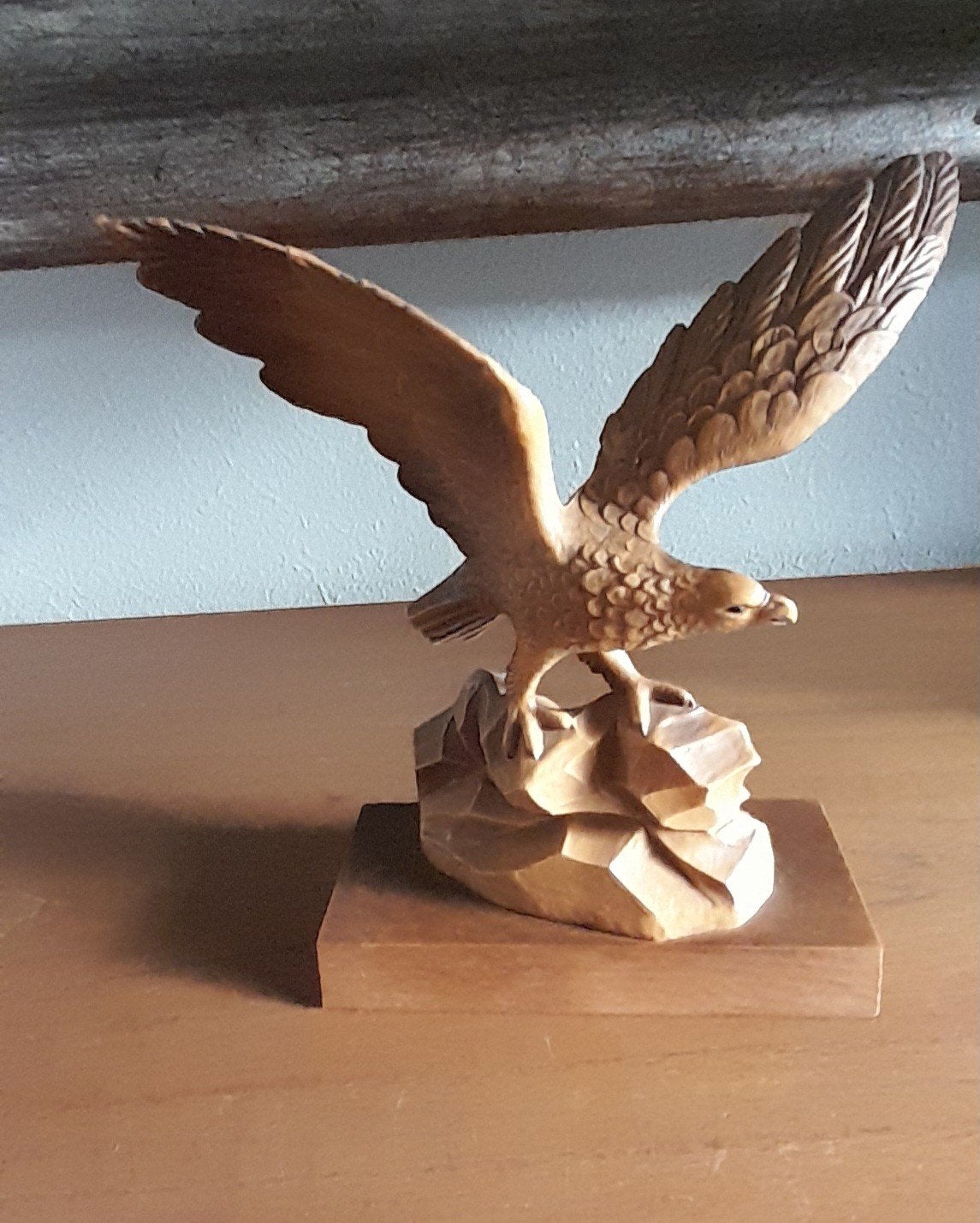 Prachtige houten adelaar.., Antiek en Kunst, Houtsnijwerk, Ophalen of Verzenden, Hout, Bruin