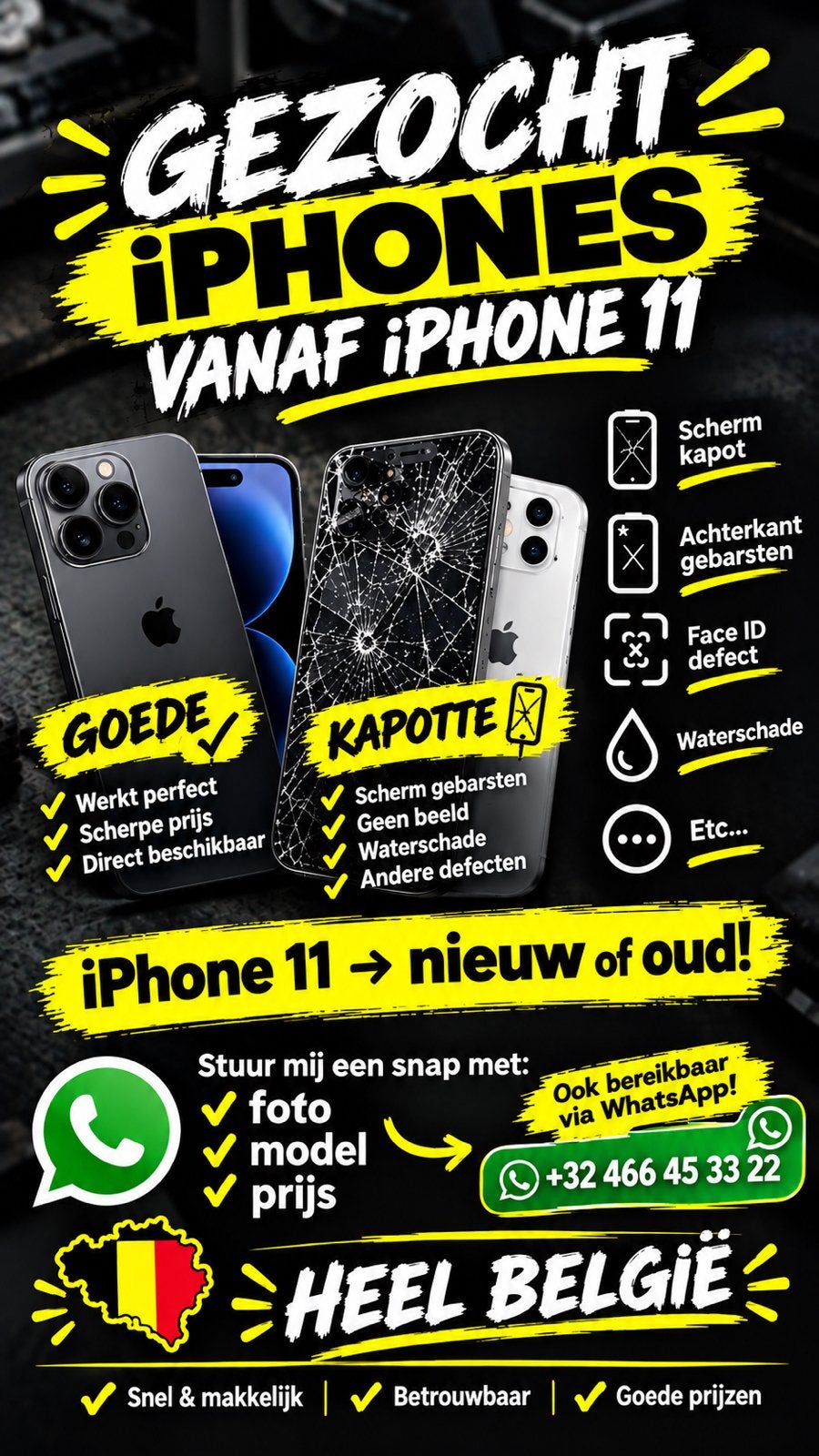 GEZOCHT: iPHONES VANAF iPHONE 11!, Telecommunicatie, Ophalen