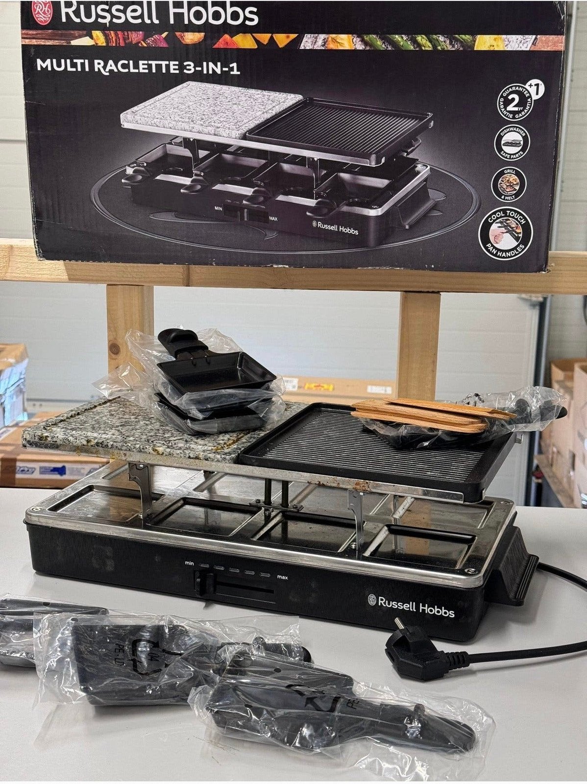 Russell Hobbs Multi Raclette 3-in-1 8 personen gourmetstel, Ophalen of Verzenden, Zo goed als nieuw, 8 personen of meer