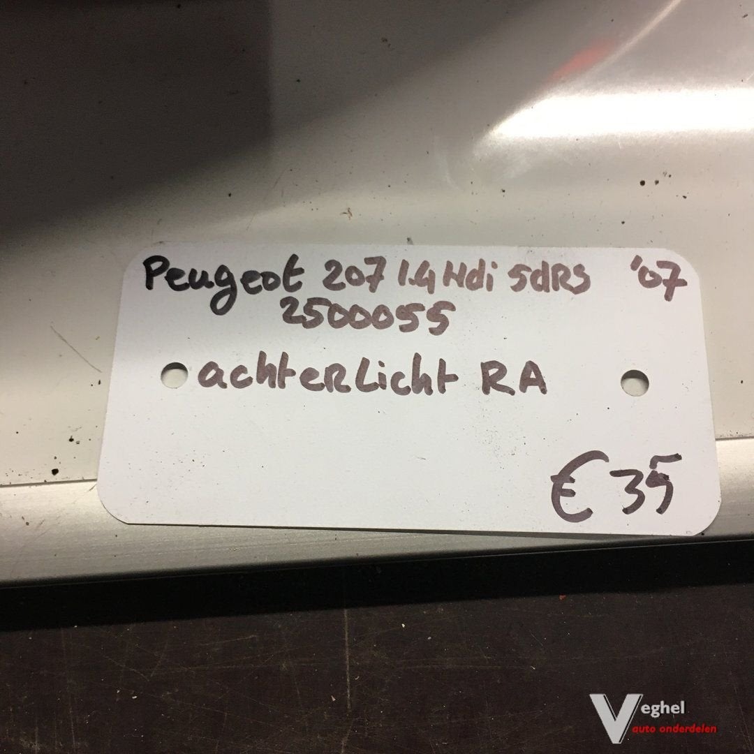 Peugeot 207 1.4 hdi 5drs 2007 2500055  Achterlicht Rechts, -, Utilisé, -, -
