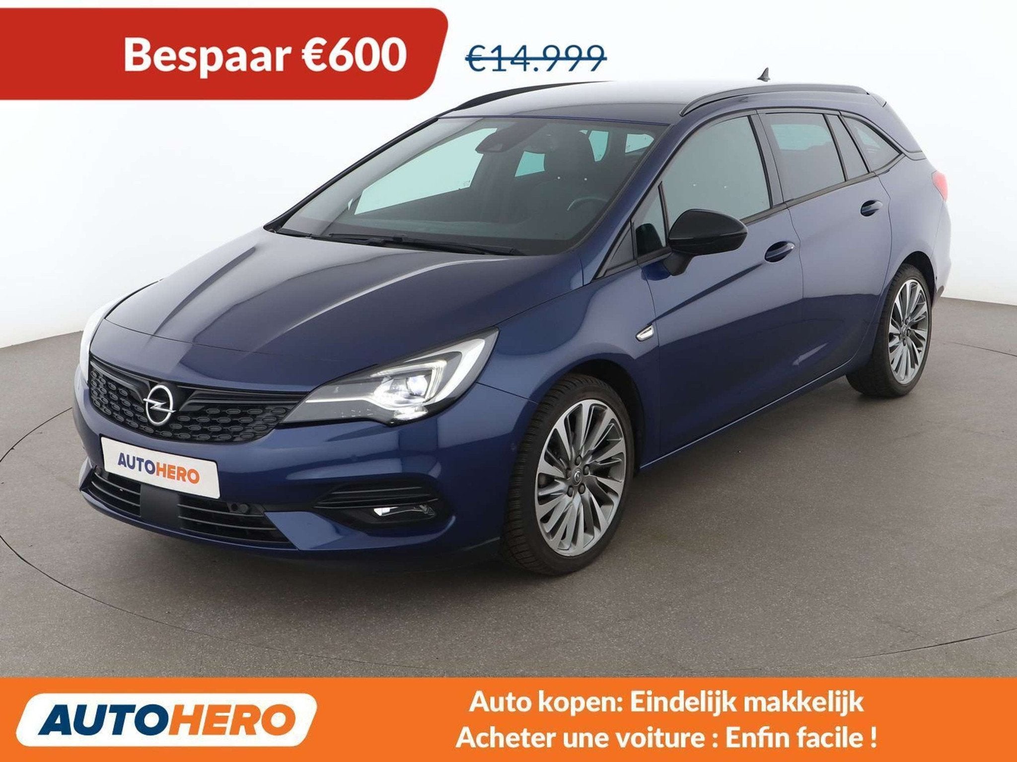 Opel Astra 1.4 Turbo Ultimate Start/Stop (bj 2021), Blauw, Leder, 5 deurs, 107 kW