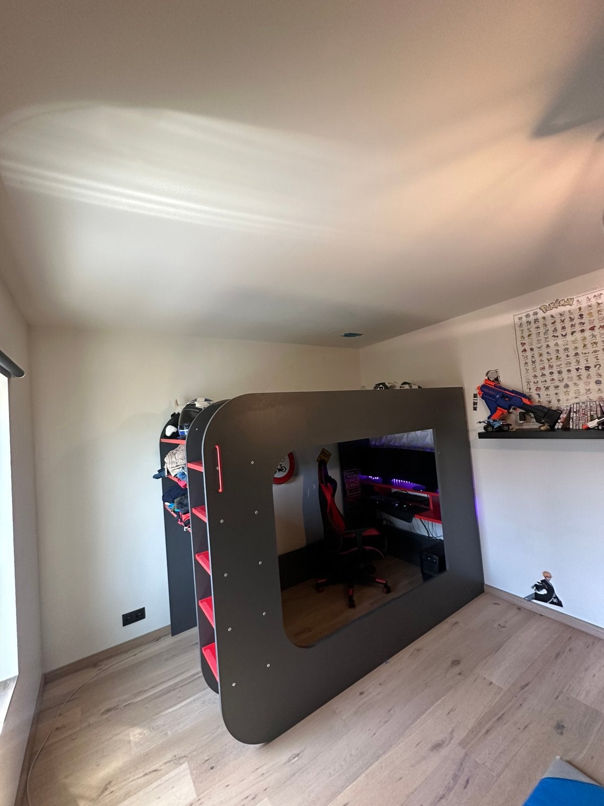 Tienerbed, Ophalen, Eenpersoons, Zwart, 140 cm
