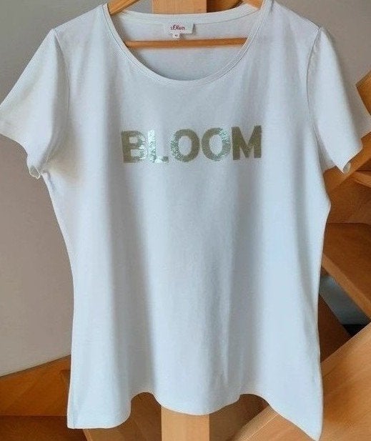 Prachtige T-shirt met pailletten, s.Oliver maat: 38/40, Maat 38/40 (M), Wit, S. Oliver, Ophalen of Verzenden