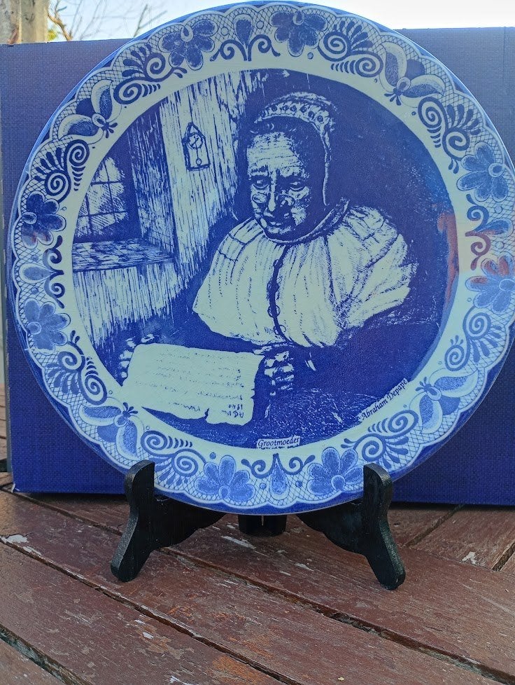 Grande assiette murale vintage bleue de Delft, Enlèvement ou Envoi