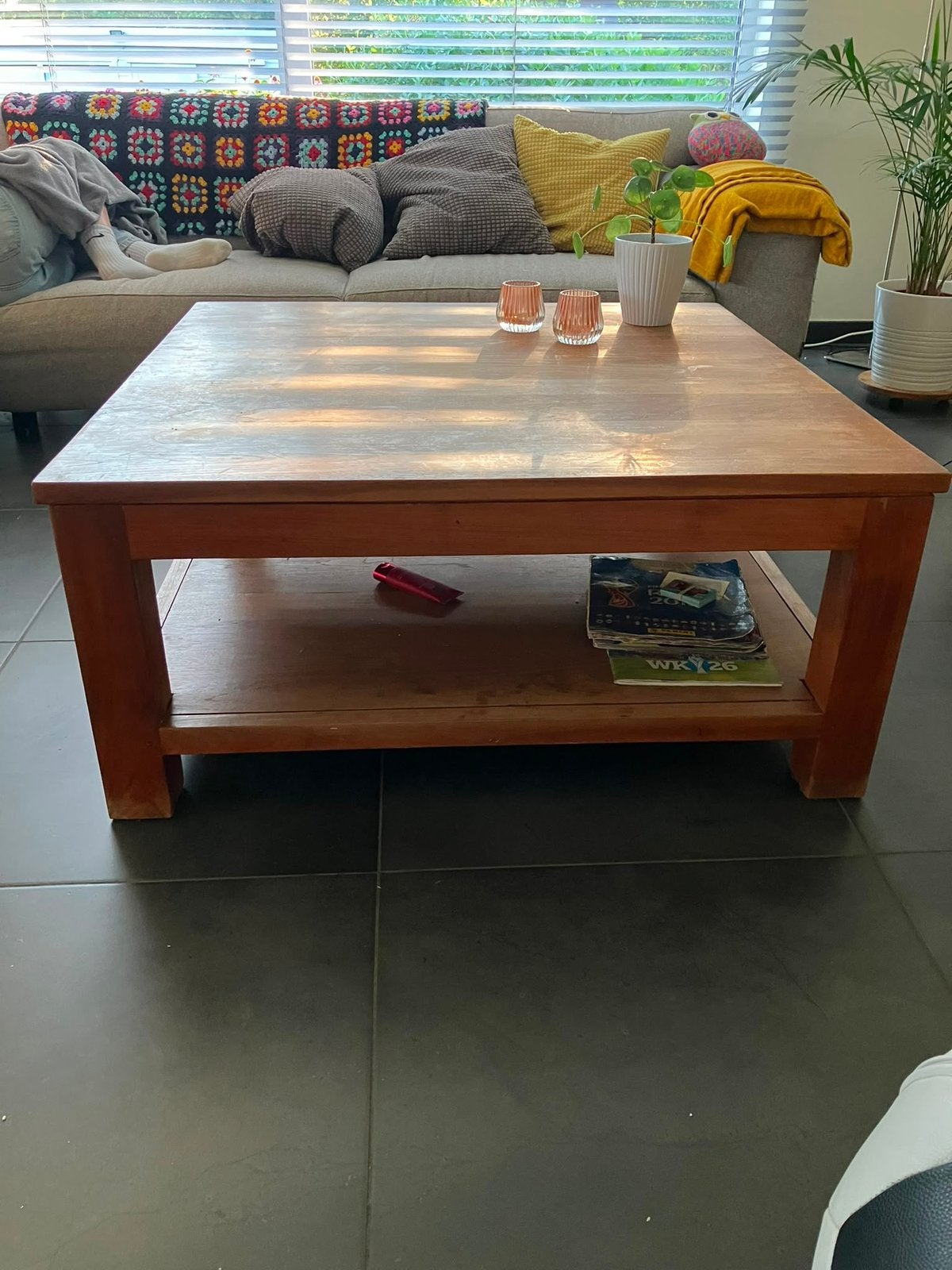 Table basse en teck, 50 à 100 cm, Carré, Enlèvement, Utilisé