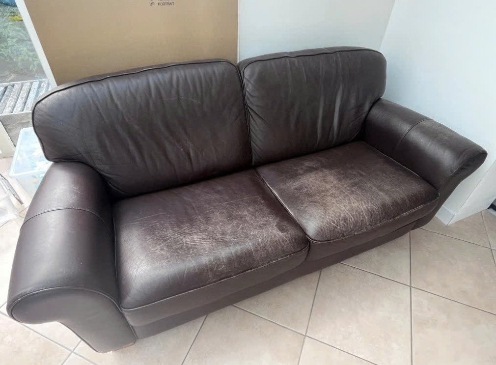 Comfortabele Lederen zetel Gratis, Ophalen, Leer, 150 tot 200 cm