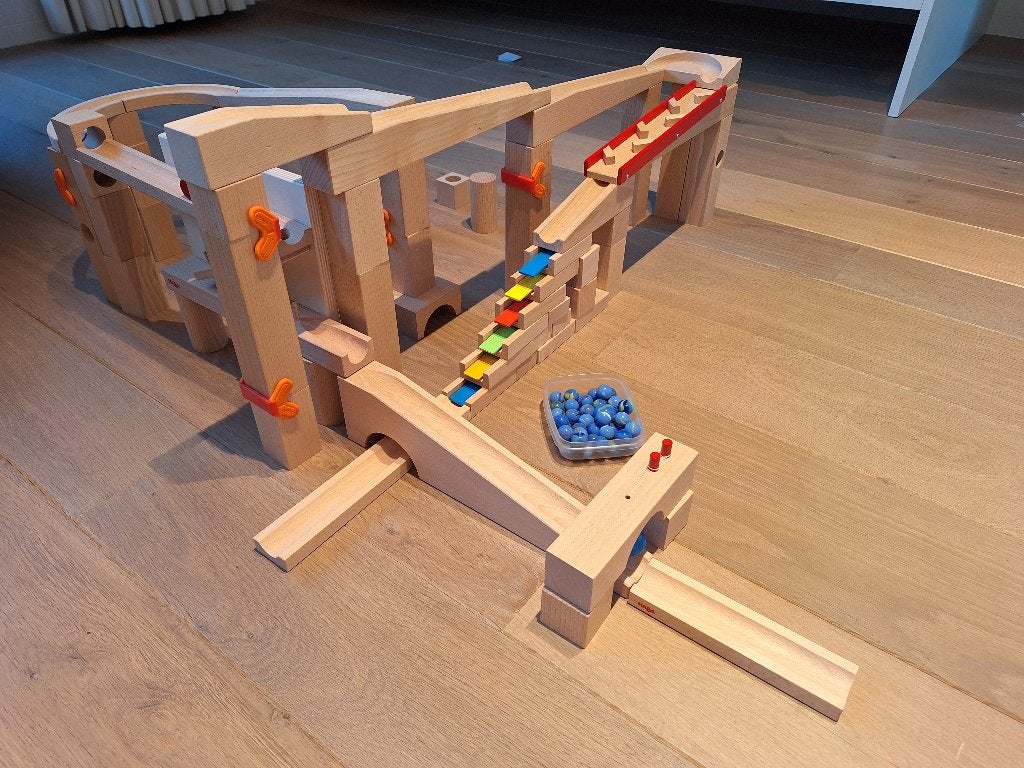HABA knikkerbaan grote basisdoos + 2 uitbreidingen, Ophalen, Zo goed als nieuw, Overige typen