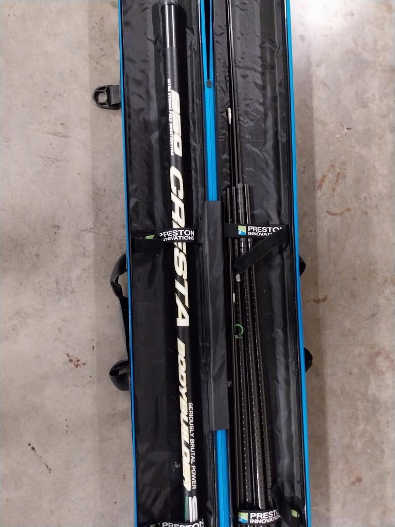 Vaste stok cresta 9.5m met 4 topsets + hard case preston, Watersport en Boten, Hengelsport | Witvissen, Ophalen, Vaste hengel