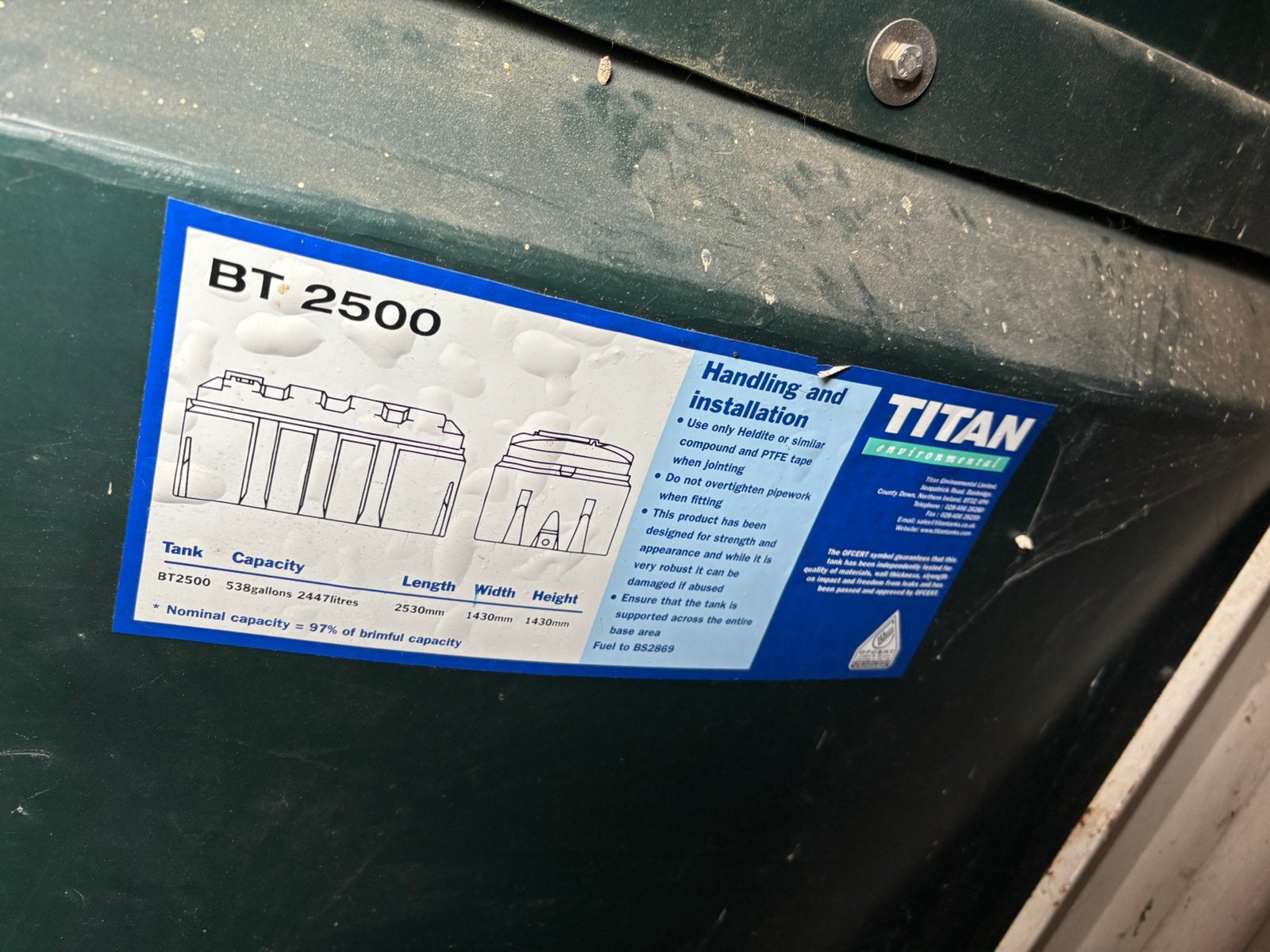 Mazouttank 2500L, Ophalen, Zo goed als nieuw