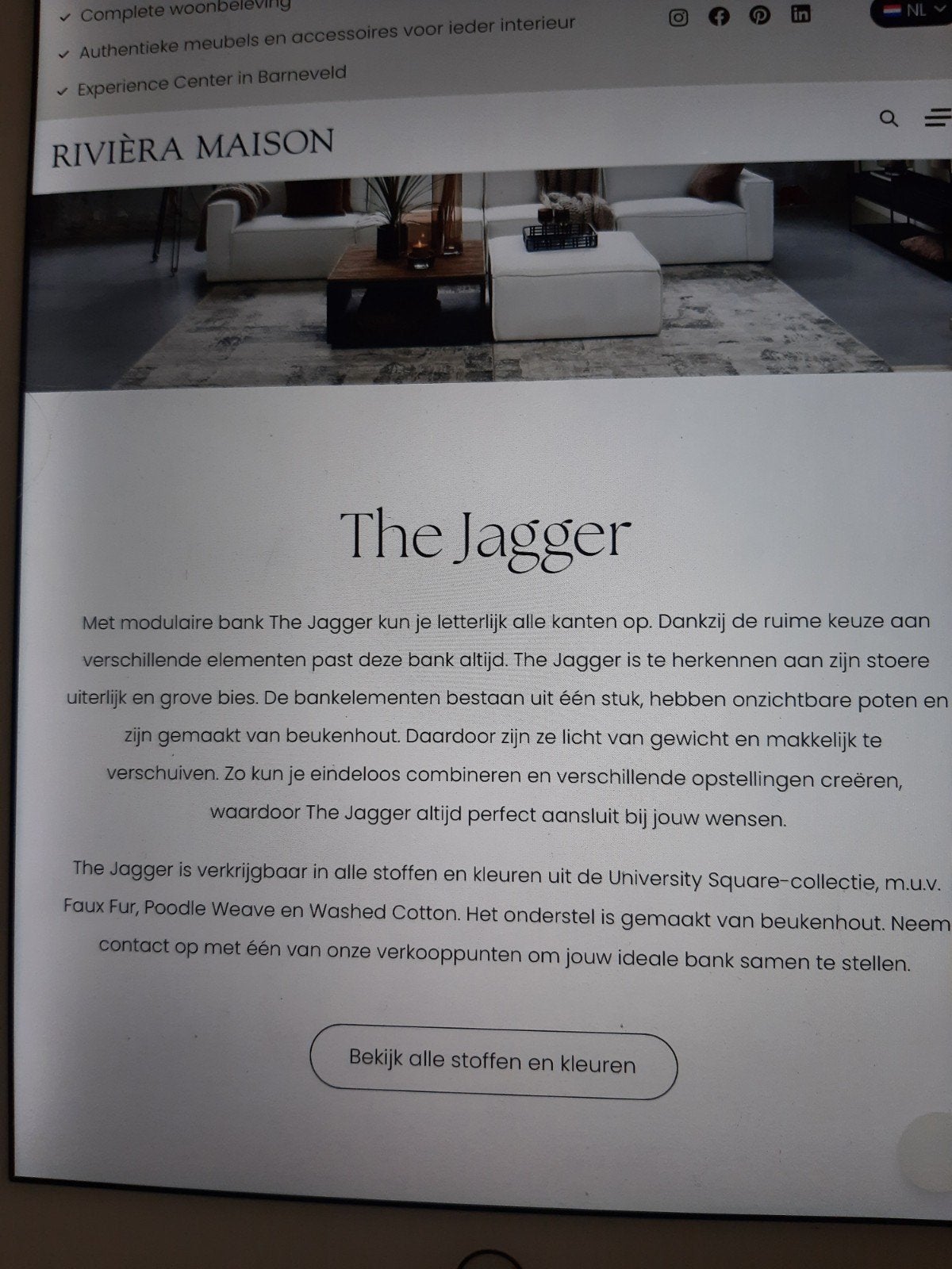 Riviera Maison, modulaire bank Jagger.l, Enlèvement, Tissus