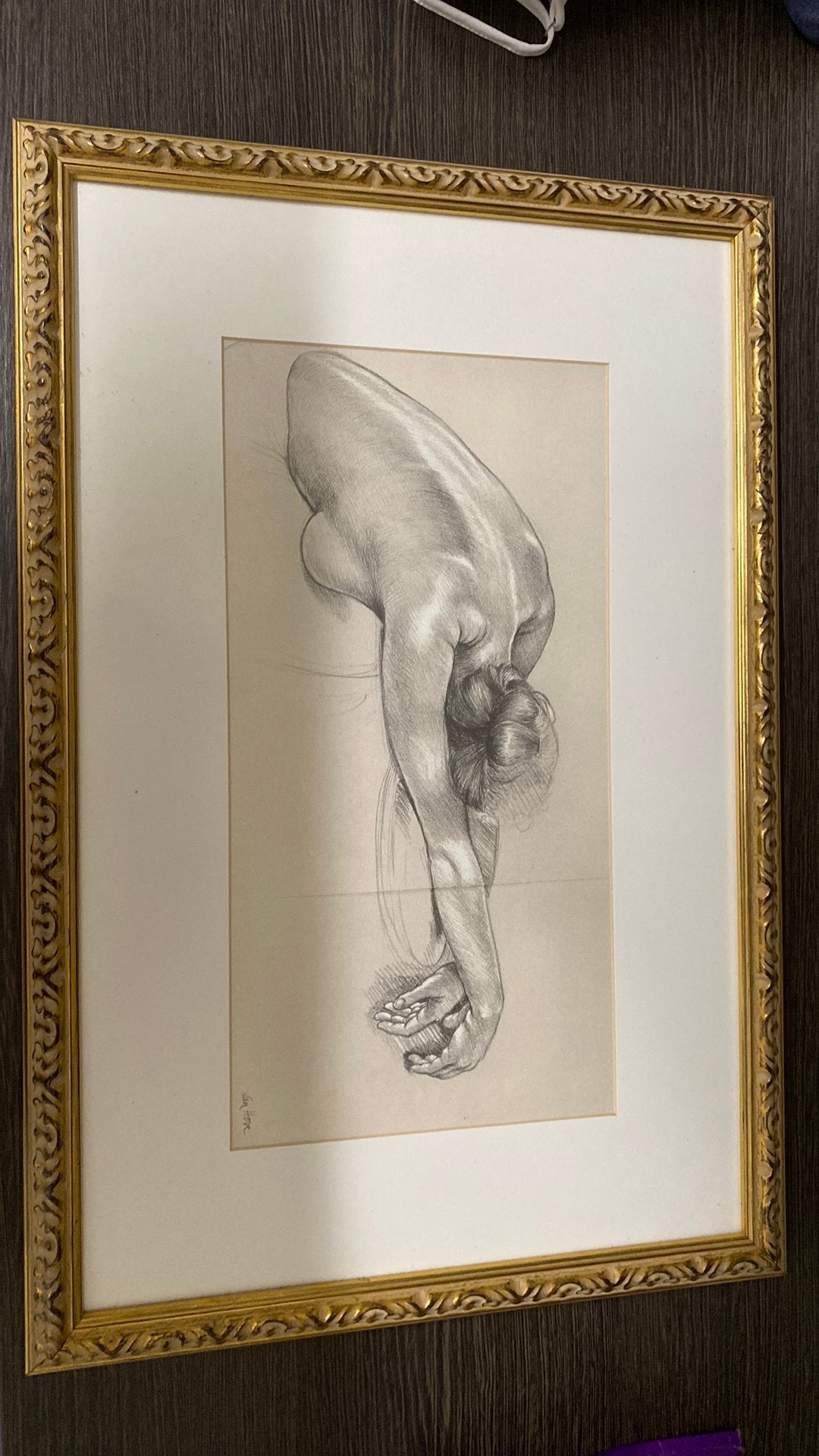 Ingelijste kunstprint Francine Van Hove – Le repos de Nadège, Antiek en Kunst, Ophalen, Schilderij, Potloodtekening, Ingelijst