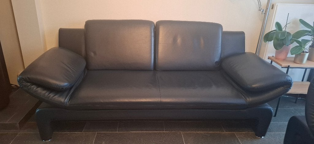 2 leren zetels, Huis en Inrichting, Ophalen, Gebruikt, 150 tot 200 cm, Rechte bank