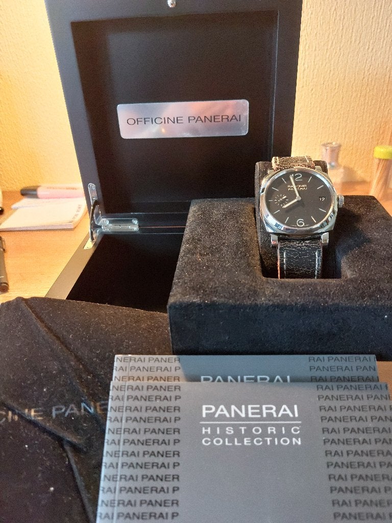 Panerai Radiomir, Leer, Staal, Polshorloge, Zo goed als nieuw