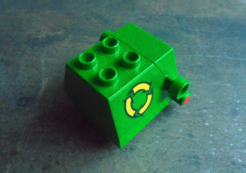 Lego Duplo Container with Recycling Arrows (zie foto's), Ophalen of Verzenden, Gebruikt, Losse stenen, Duplo