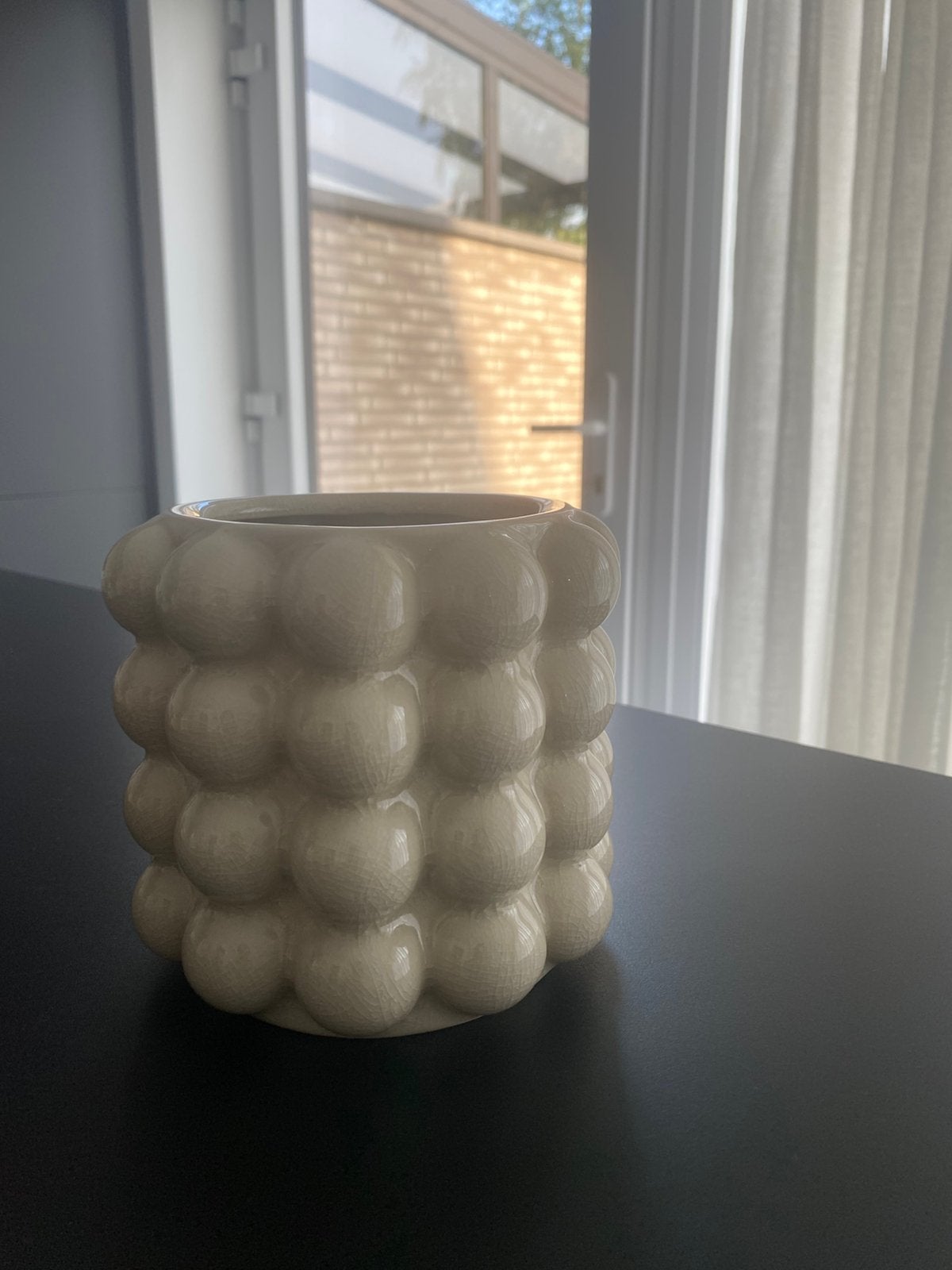 Bloempotje beige keramiek, Ophalen, Zo goed als nieuw