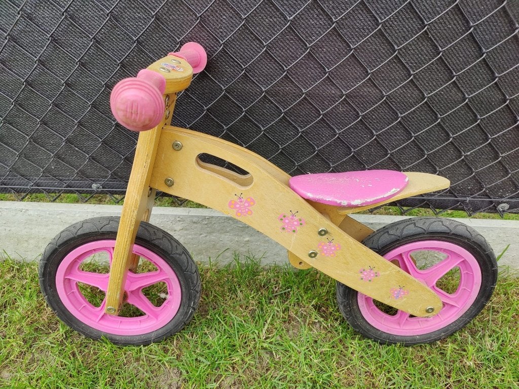 Houten loopfiets roze, Fietsen en Brommers, Ophalen, Gebruikt, Minder dan 16 inch