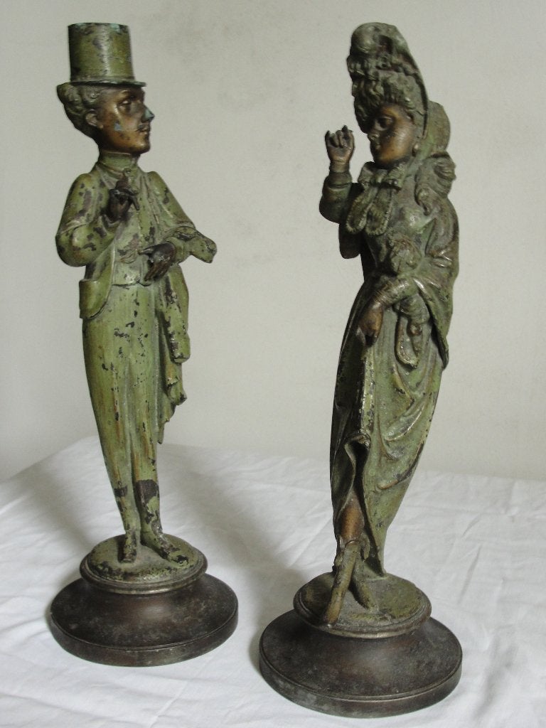 Antieke figuur kandelaars, Ophalen, Overige materialen