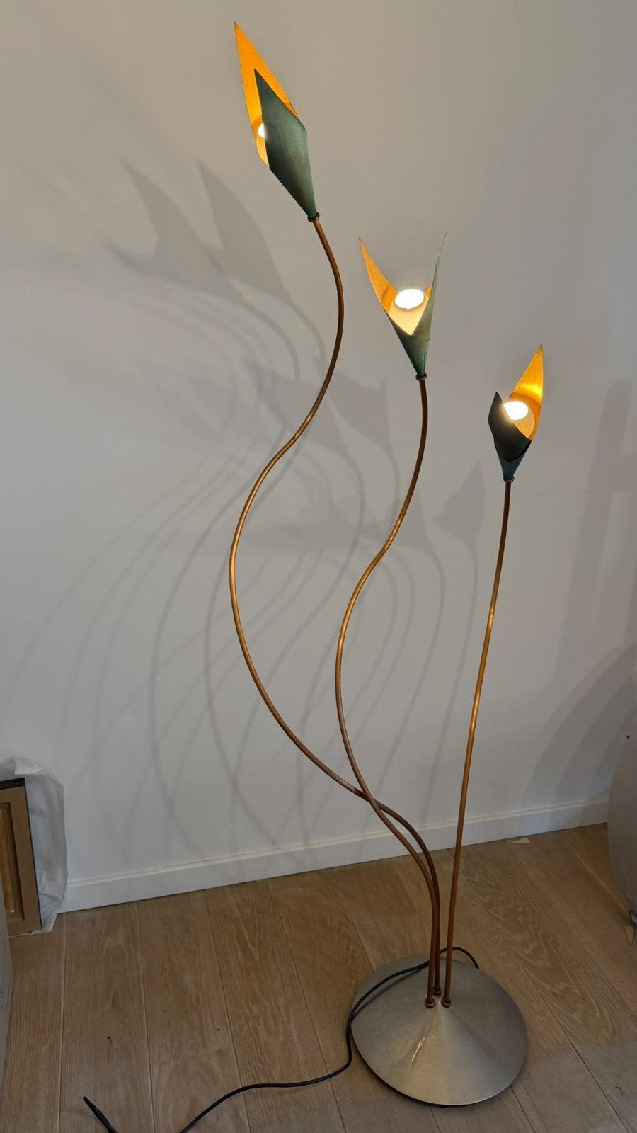 Lotuslamp vintage Hollywood Regency, Ophalen, Gebruikt, Metaal, Hollywood Regency