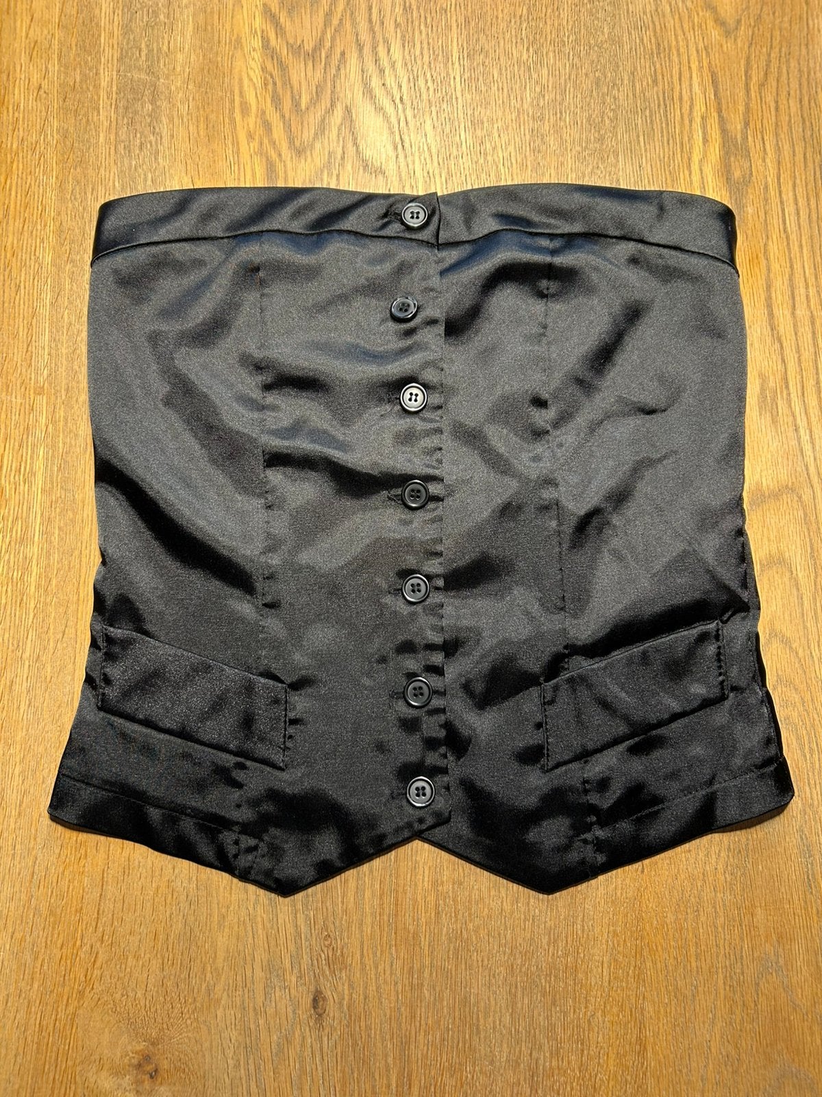 Zwart satijnen korset Amisu maat S, Kleding | Dames, Zwart, Ophalen of Verzenden, Zo goed als nieuw, Maat 36 (S)