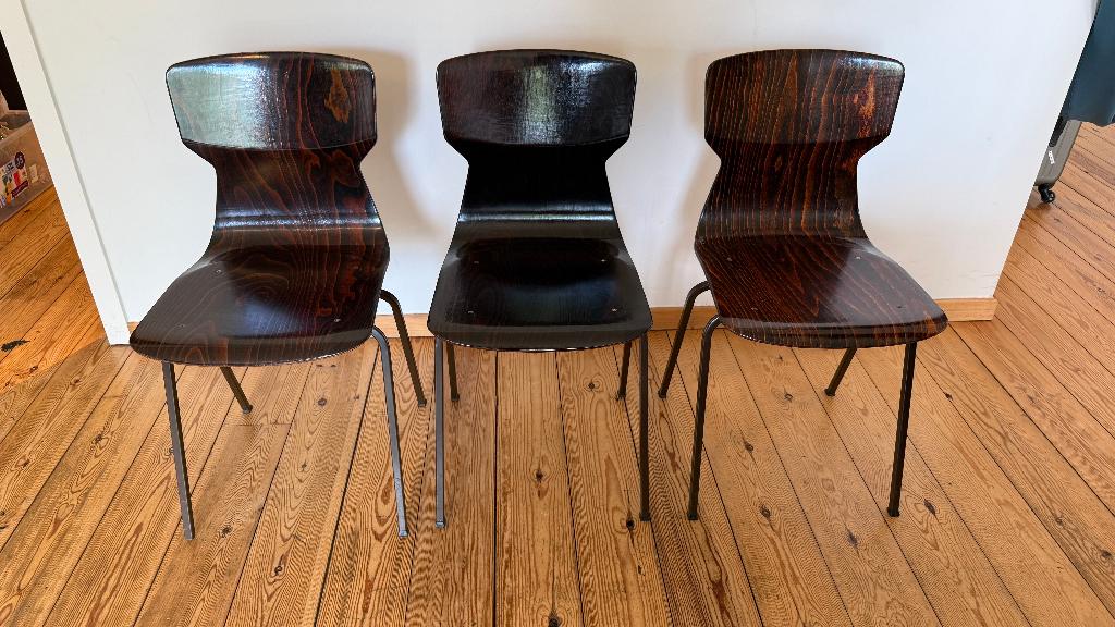 10 designstoelen met houten kuip – vintage look, Huis en Inrichting, Stoelen, Gebruikt, Vijf, Zes of meer stoelen, Hout, Bruin