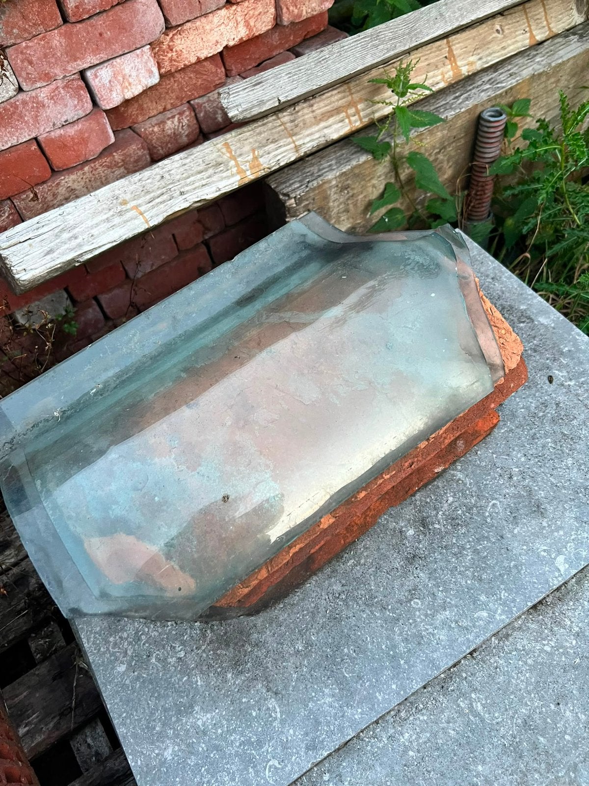 2 x glazen boomse dakpan, Doe-het-zelf en Bouw, Ophalen, Overige materialen, Gebruikt, Overige kleuren
