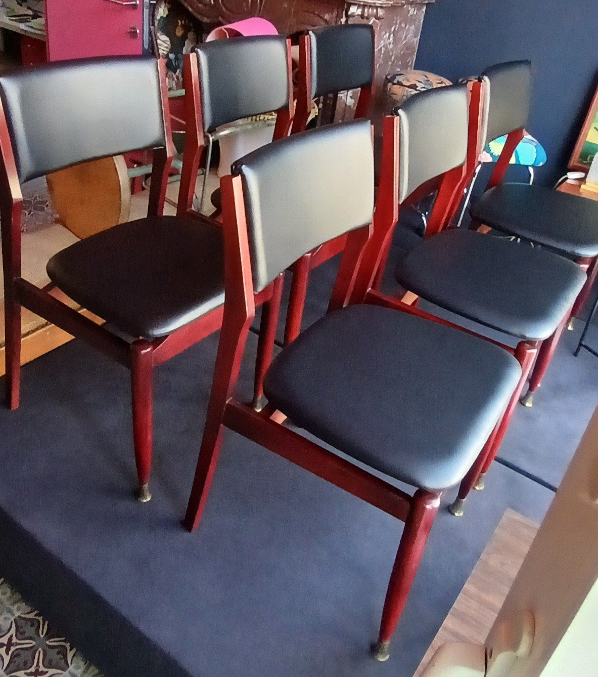 Chaises vintage style Scandinave, Bois, Comme neuf, Enlèvement, Cinq, Six Chaises ou plus