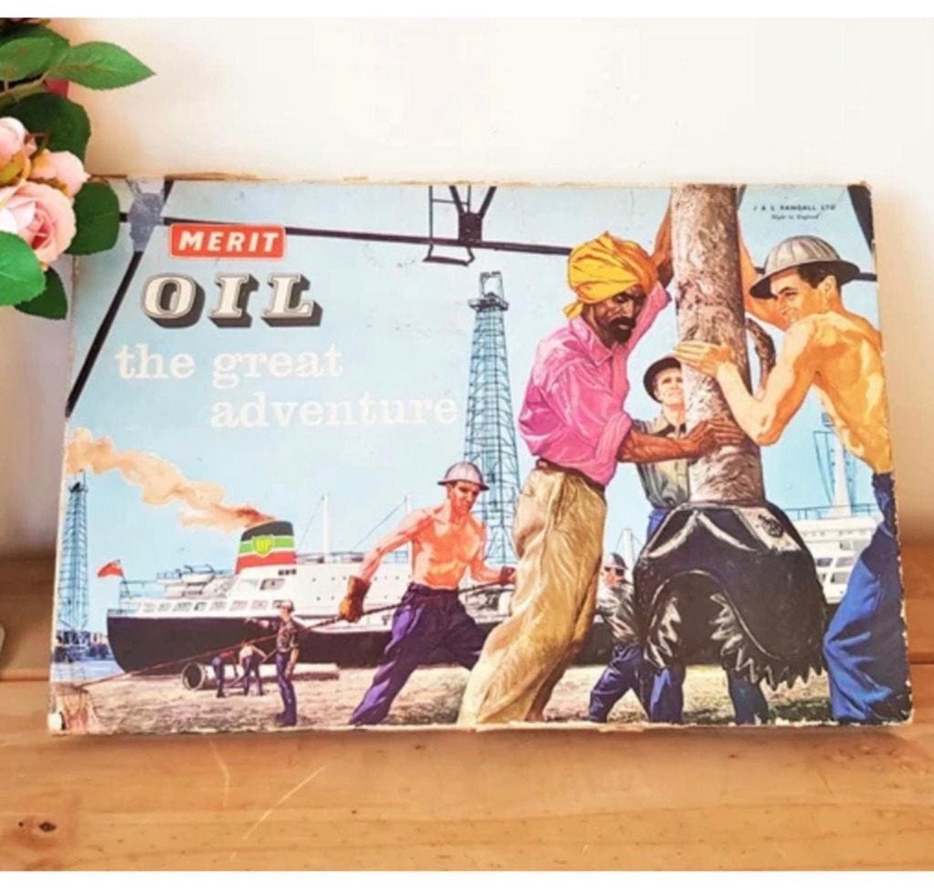 Jeu plateau Oil The Great Adventure - Vintage 1960 par Merit, Antiquités & Art, Enlèvement ou Envoi