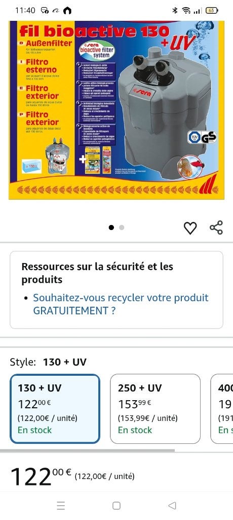 Pompe extérieur d'aquarium SERA 130 avec lgampe UV, Sera, Pompe, Enlèvement, Utilisé