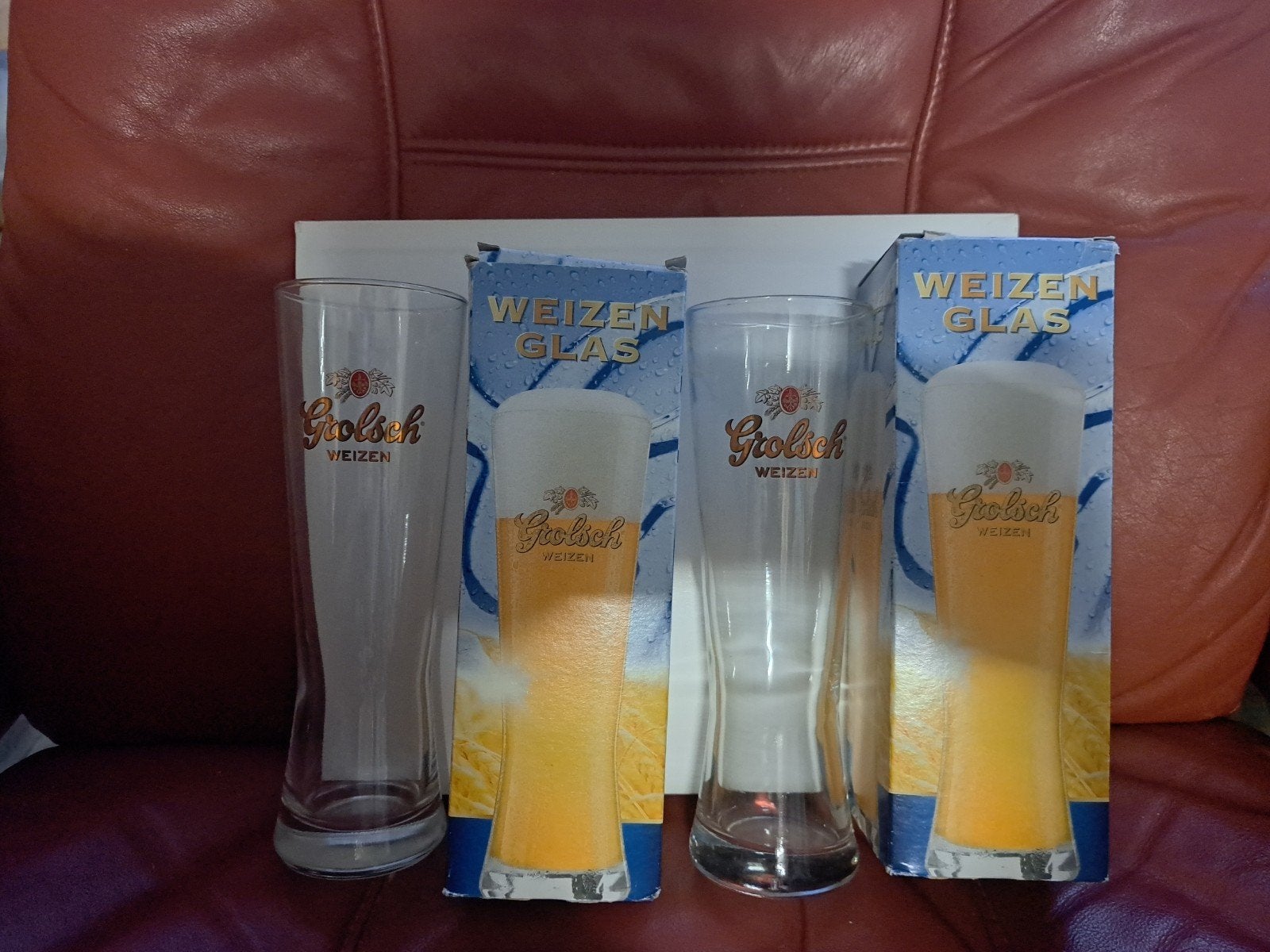 glazen set: 2x weizen, 1x cornet, 1x wijn glas, Ophalen, Zo goed als nieuw, Overige typen