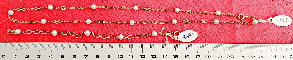 Collier + bracelet avec perles de culture, en or 18K, neufs, Neuf, Enlèvement ou Envoi, Or, Or