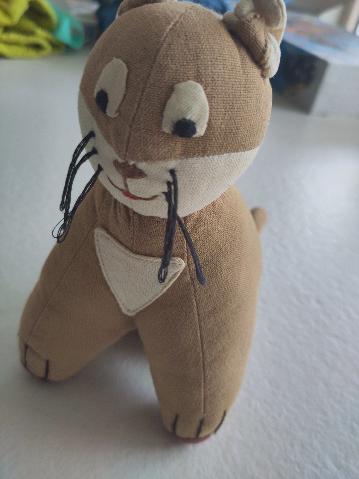 Speelgoed kat stof, wereldwinkel, 20 cm hoog, Ophalen