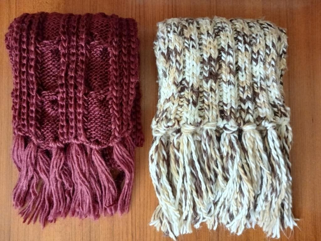 Set van 2 lange wollen sjaals met franjes voor dames, Ophalen, Gebruikt, 170 of groter, Sjaal