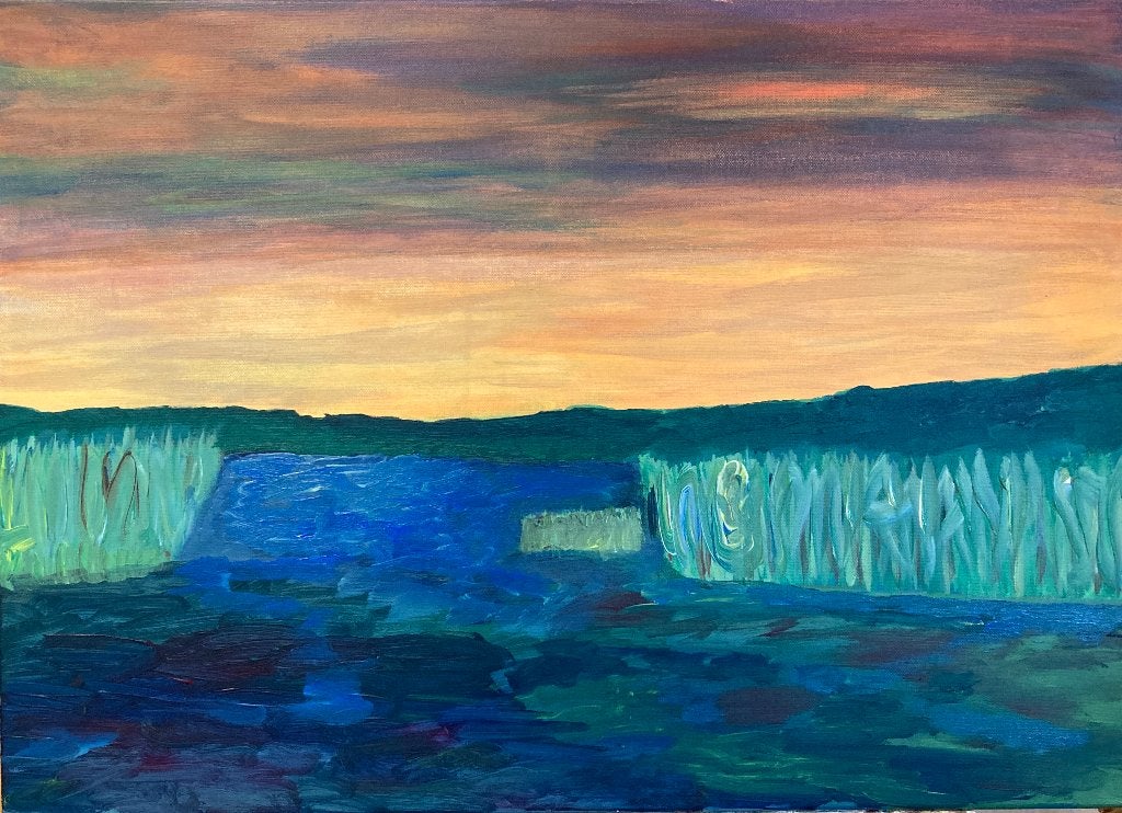 Peinture sur toile paysage cadre tableau schilderij, Peinture acrylique, Autres matériaux, Enlèvement, Paysage