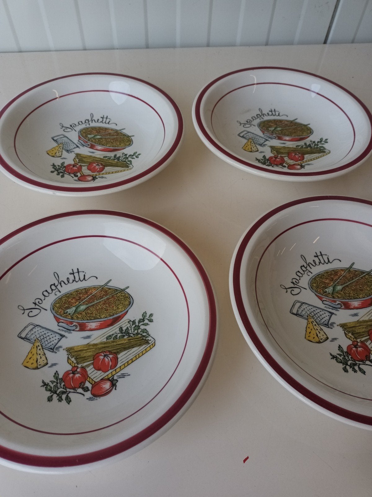 5 vintage Italiaanse spaghettiborden, Enlèvement ou Envoi