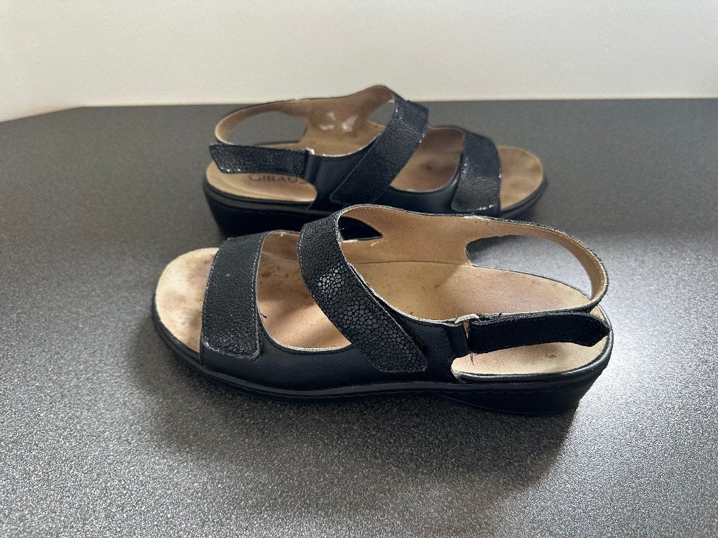 Gibaud orthopedische zwarte leren sandalen P38, Zwart, Gedragen, Sandalen of Muiltjes, Ophalen of Verzenden
