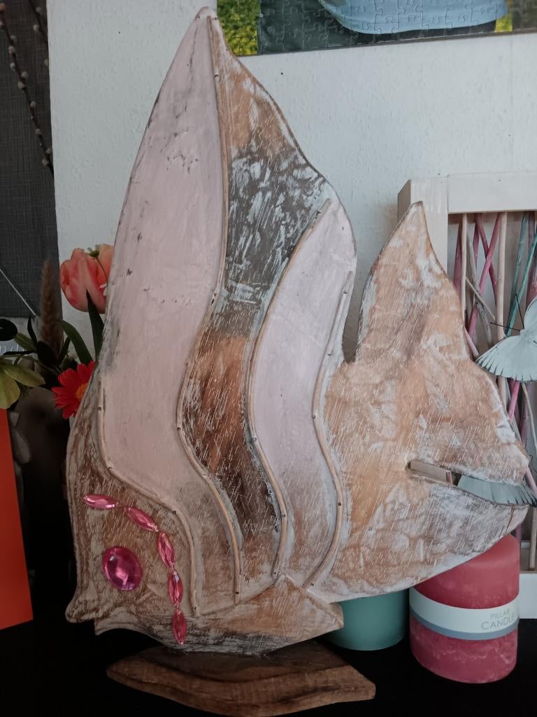 Decoratieve houten vissculptuur van Indonesisch hout, Antiek en Kunst, Ophalen of Verzenden