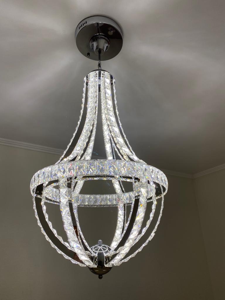 Luxe kroonluchter LED 2 stuks, Maison & Meubles, Lampes | Lustres, Enlèvement, Comme neuf, Verre