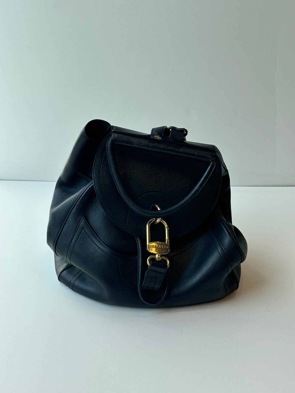 Vintage Delvaux Lucifer Backpack – zwart leder, Handtassen en Accessoires, Ophalen, Gebruikt, Zwart, Overige typen