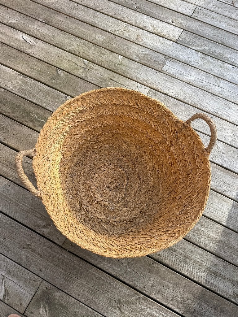 Grand Panier décoratif en osier, Osier, Rond, Enlèvement, Tressé