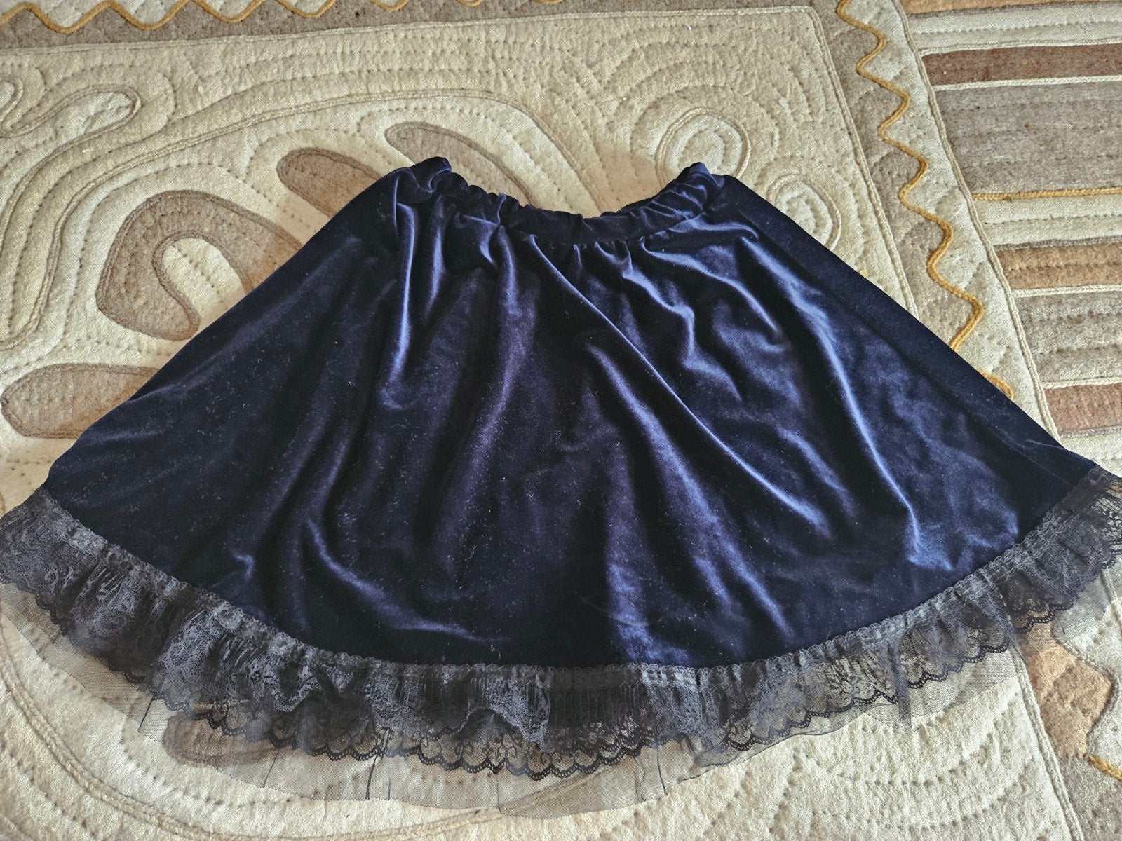 jupe, Enlèvement, Bleu, Zelf gemaakt, Longueur genou