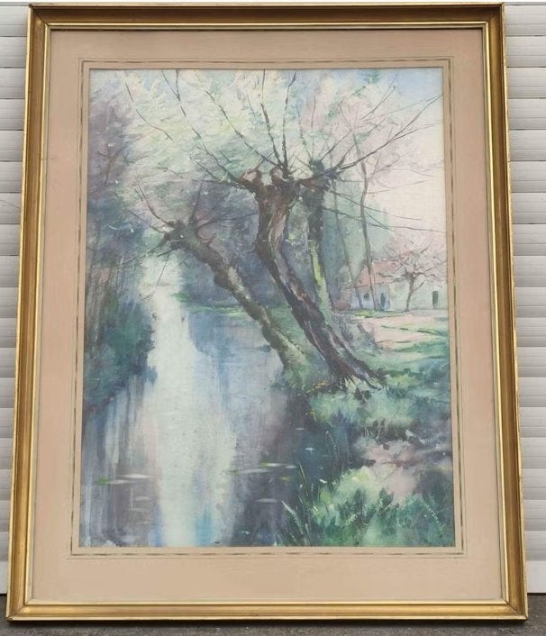 aquarelle ruisseau signe, Antiquités & Art, Art | Peinture | Classique, Enlèvement ou Envoi, Aquarelle
