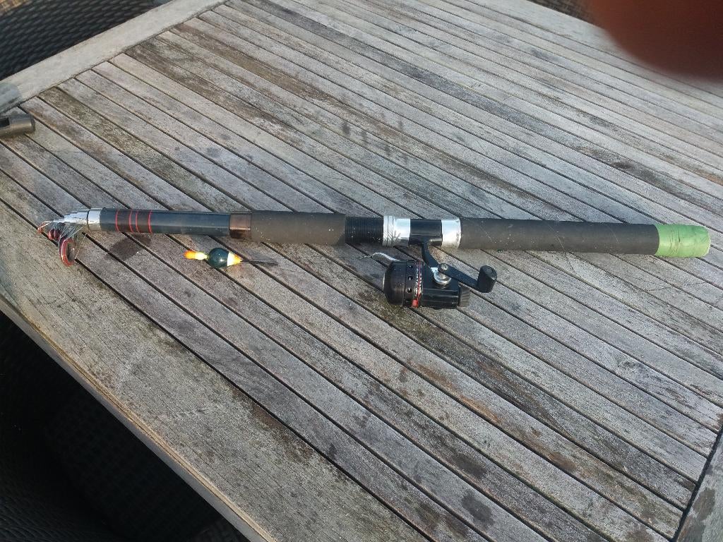Uitschuifbare hengel merk Arca met daiwa molen, Ophalen, Gebruikt, Molen